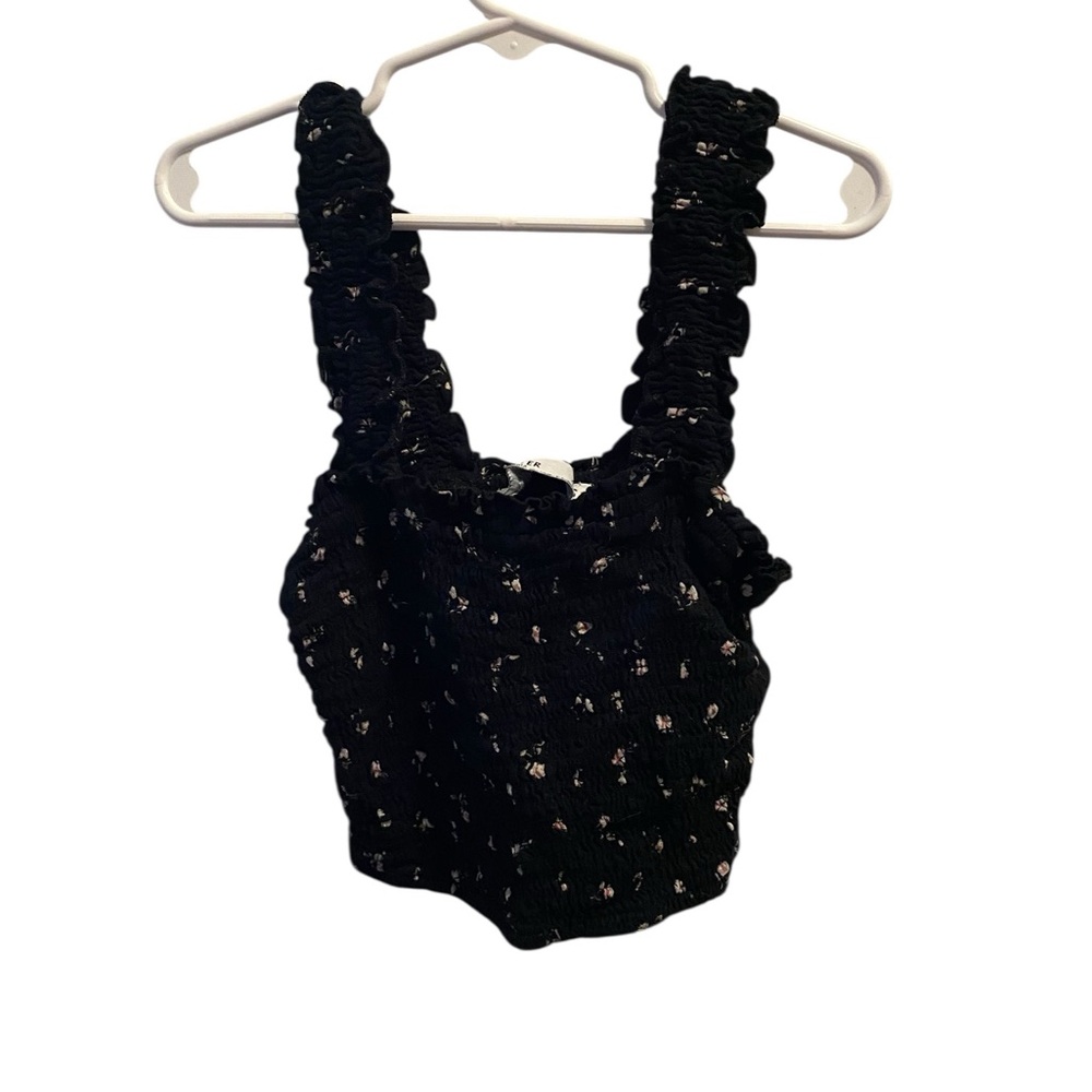 Black Floral Crop Top